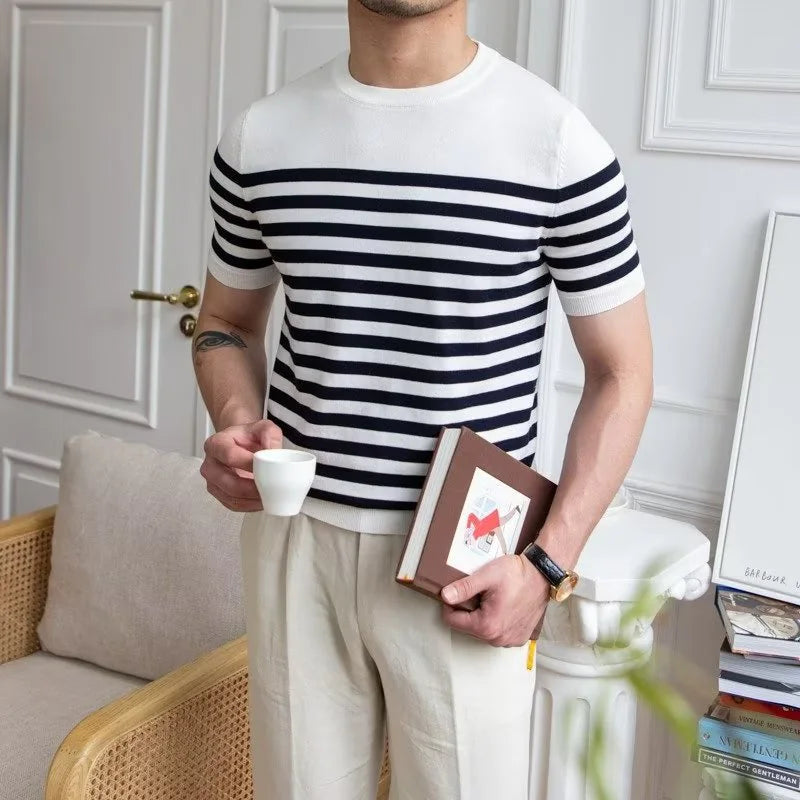 Classic Striped Short Sleeve T-Shirt for Men - Casual Style