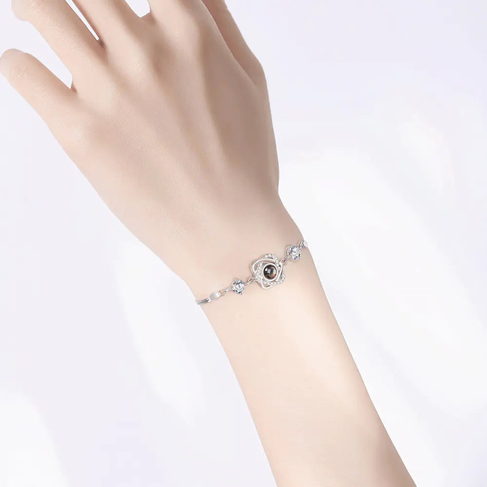 Silver Double Heart Projection Bracelet - Romantic Jewelry for Women