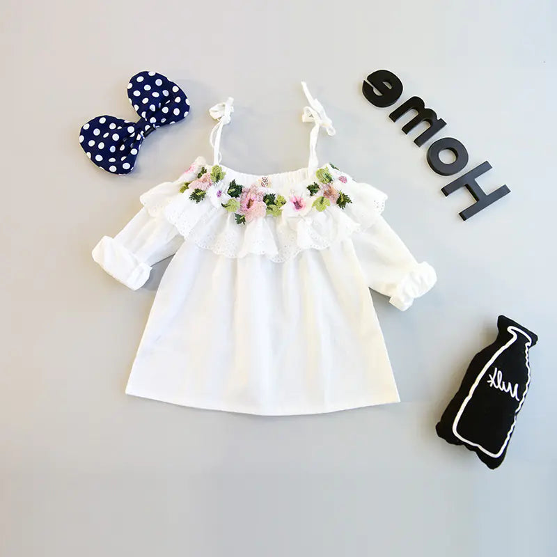 Embroidered Suspender Girl's T-shirt