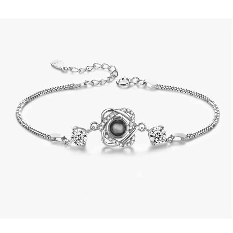Silver Double Heart Projection Bracelet - Romantic Jewelry for Women