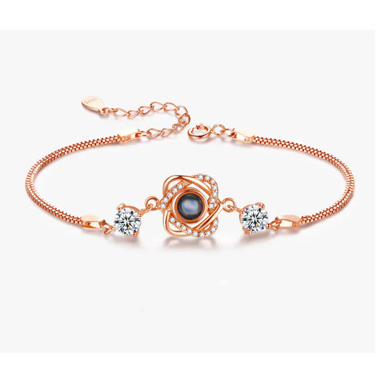 Silver Double Heart Projection Bracelet - Romantic Jewelry for Women