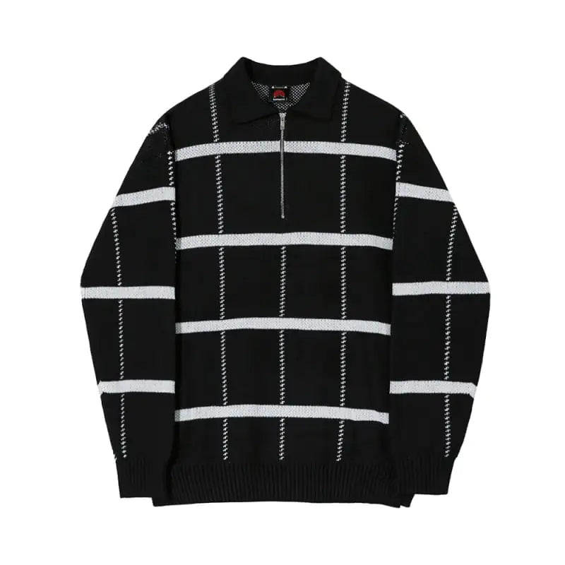 Men's Checkered Lapel Knit Polo Shirt - Casual Business Wear