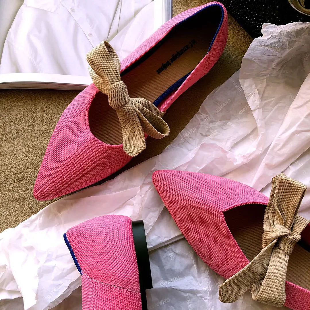 Comfortable Mary Jane Flats - Bow Detail Boat Shoes for Women