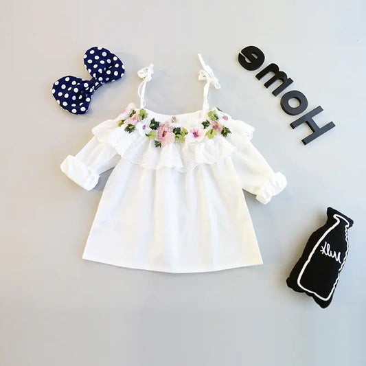 Embroidered Suspender Girl's T-shirt