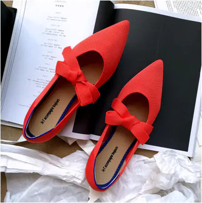 Comfortable Mary Jane Flats - Bow Detail Boat Shoes for Women