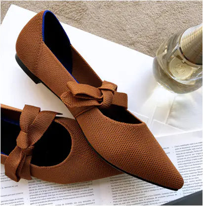 Comfortable Mary Jane Flats - Bow Detail Boat Shoes for Women