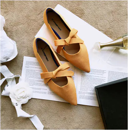Comfortable Mary Jane Flats - Bow Detail Boat Shoes for Women