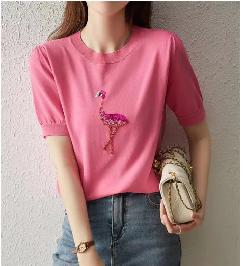 Tropical Flamingo Short Sleeve T-Shirt - Fun Casual Wear