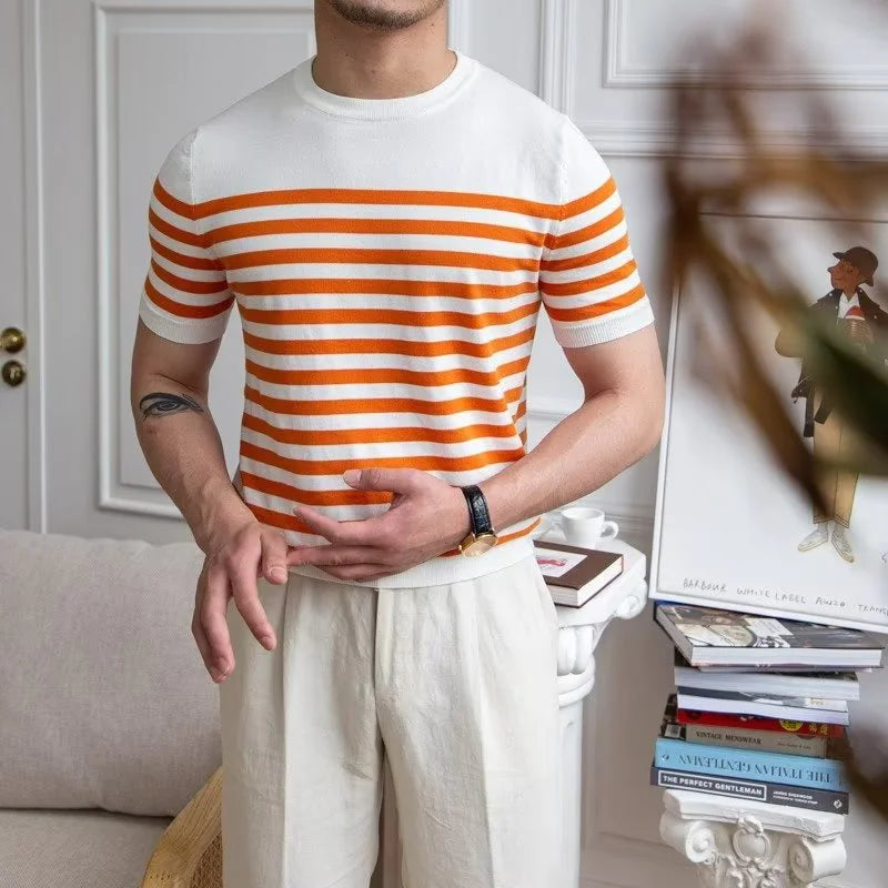 Classic Striped Short Sleeve T-Shirt for Men - Casual Style