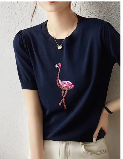 Tropical Flamingo Short Sleeve T-Shirt - Fun Casual Wear