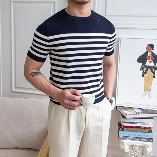 Classic Striped Short Sleeve T-Shirt for Men - Casual Style